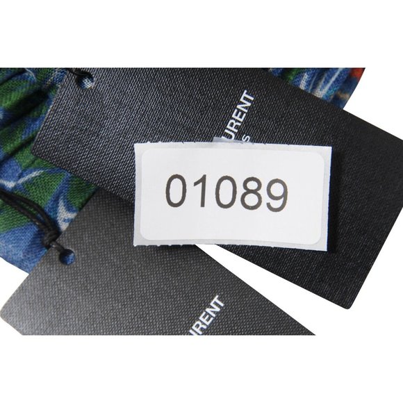 Saint Laurent Unisex SS16 Surf Palmeraie Hawaiian Print Scarf Blue Cashmere Silk - Picture 9 of 9